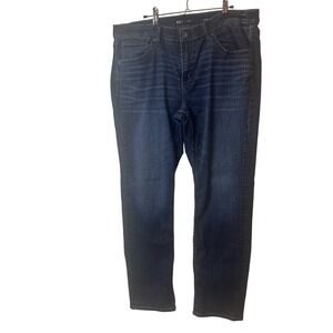 BKE Nolan Mens Dark Wash Straight Leg Jeans Size 38x32 Distressed Whiskers